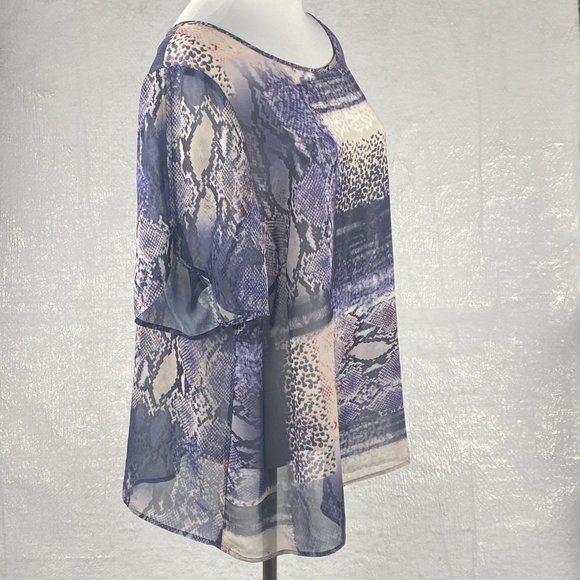 Autograph Blouse Women 18 UK 22 Flowy Sheer Top Purple Short‎ Sleeve Pullover - Picture 5 of 14